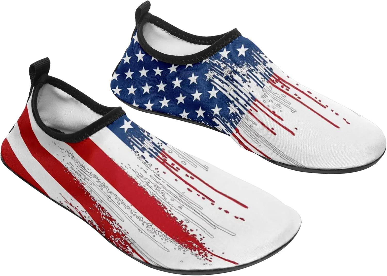 Customizable USA Flag Quick-Dry Water Shoes Stretch Fabric Slip-On Barefoot Beach Shoes Aqua Yoga Socks for Swim Surf