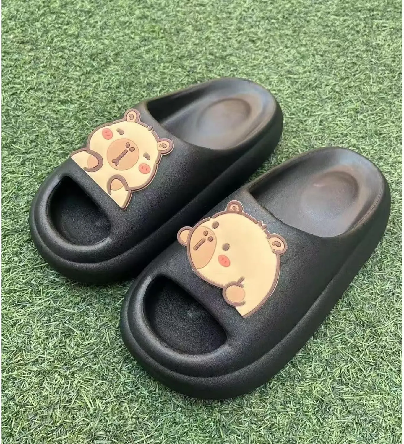 cute slippers summer shoes for women cartoon bath slides thick sole non slip quick dry