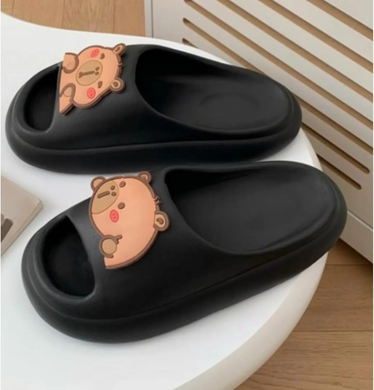 cute slippers summer shoes for women cartoon bath slides thick sole non slip quick dry