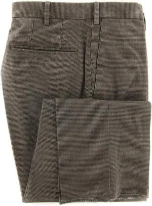 Dark Brown Micro-Houndstooth Pants - Slim