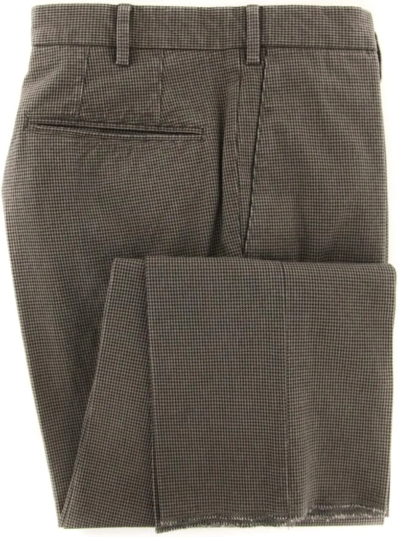 Dark Brown Micro-Houndstooth Pants - Slim