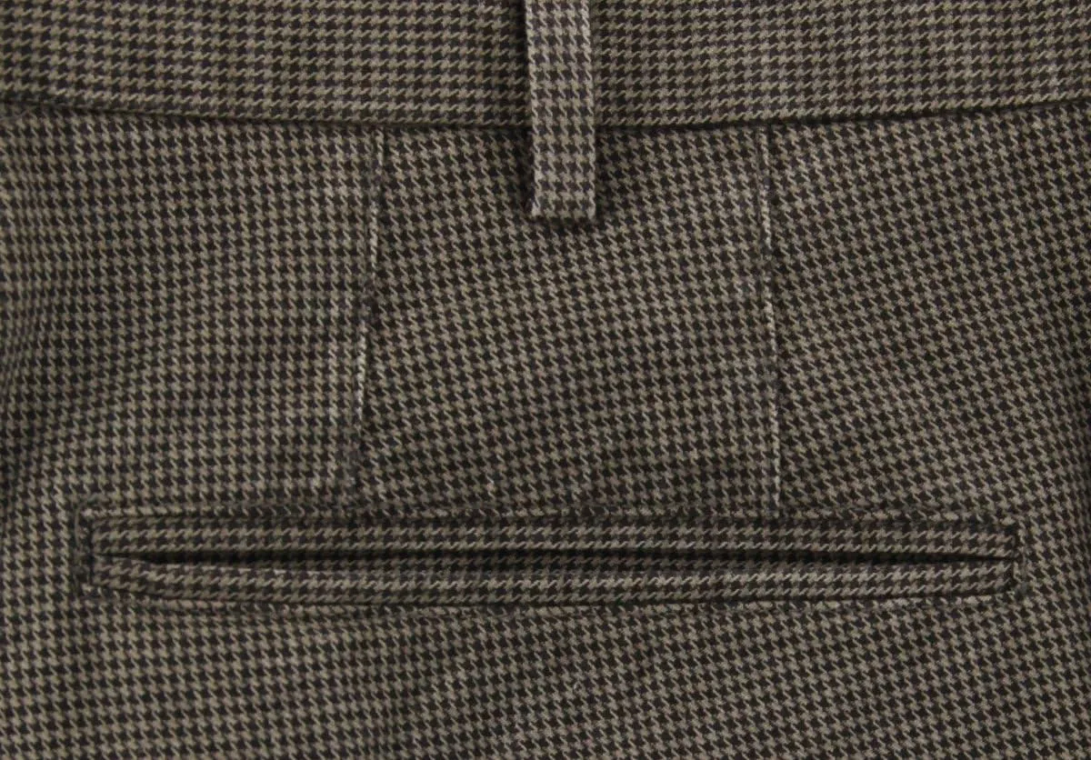 Dark Brown Micro-Houndstooth Pants - Slim