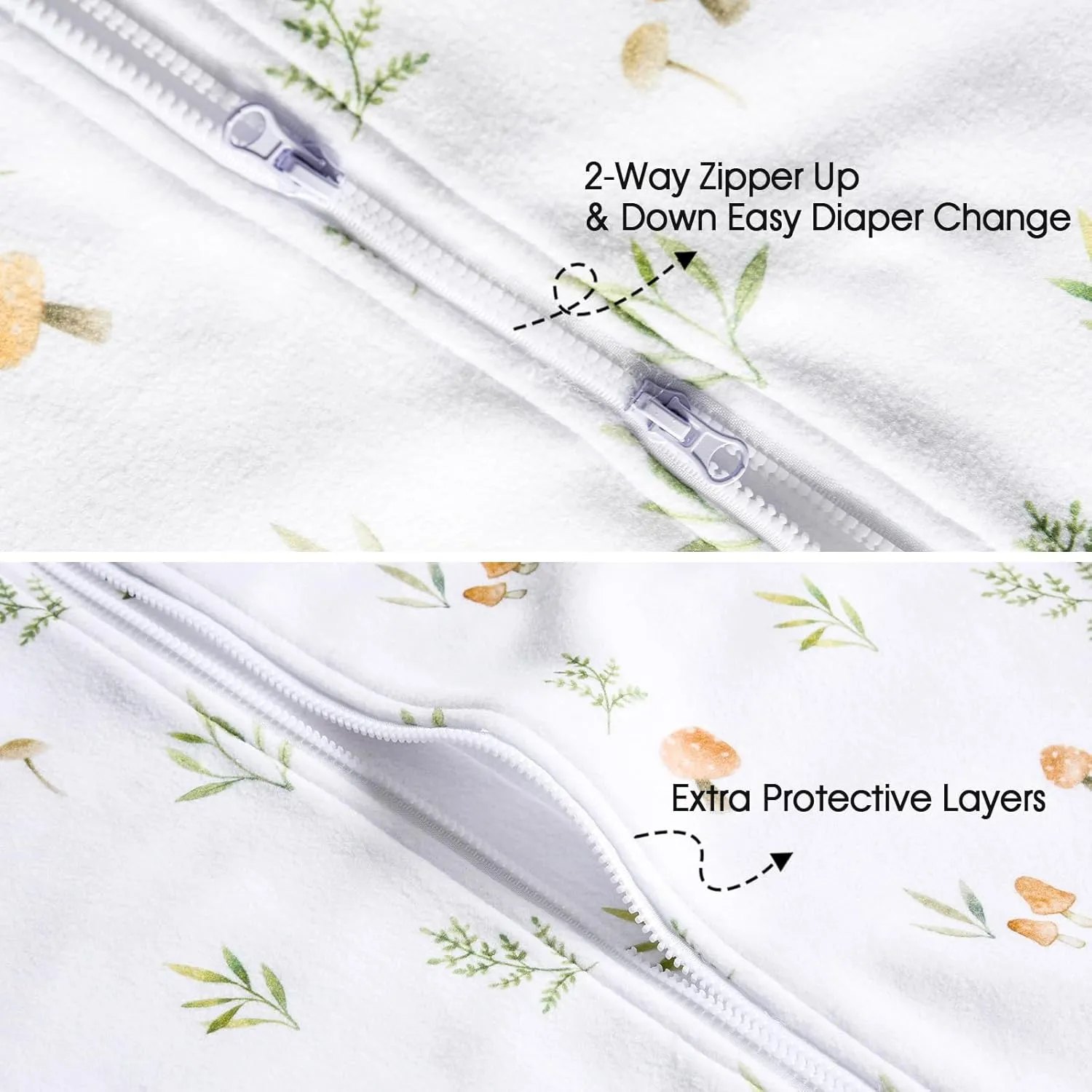 david's kids Micro Fleece Baby Sleep Sack 0-6 Months, Warm Baby Wearable Blankets with 2-Way Zipper, 2 Pack Sleeping Bags for Infant Newborn Boys Girls Neutral, Small Size, Forest/Woodland Animals