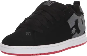 DC Men's Court Graffik Casual Low Top Skate Shoe Sneaker, Black/Grey/RED, 10