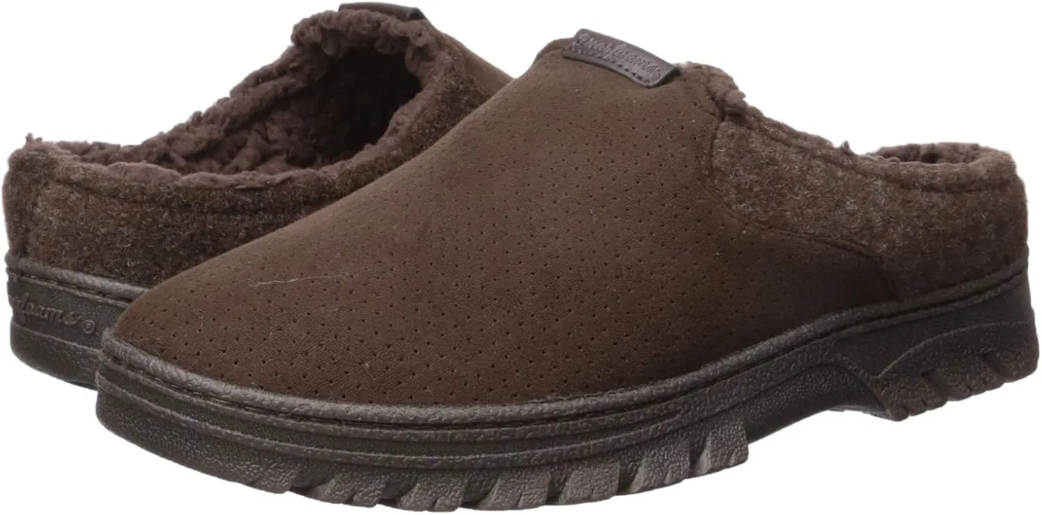 Dearfoams Men's Breathable Perforated Microsuede Clog Slipper