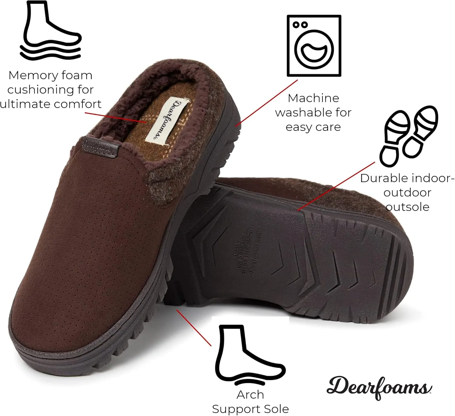 Dearfoams Men's Breathable Perforated Microsuede Clog Slipper