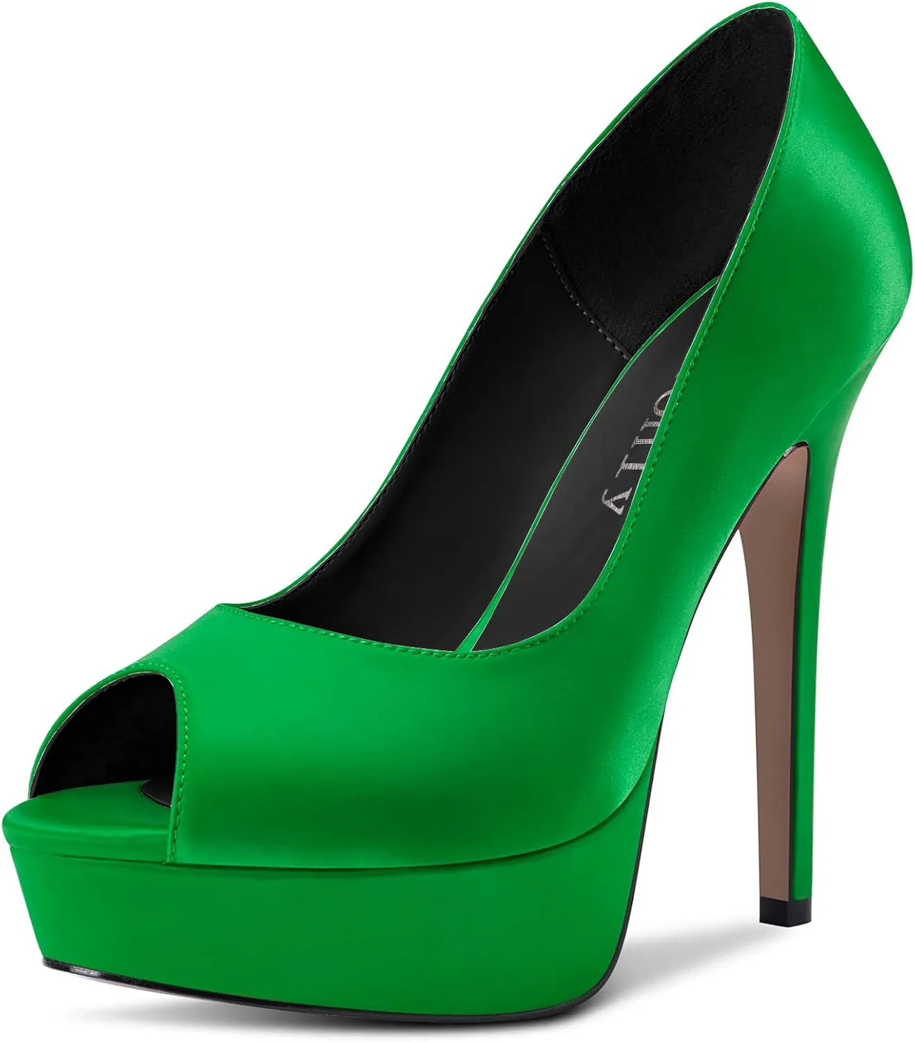 DearOnly Womens Platform Pumps Peep Open Toe High Stiletto Heel Slip On Satin Dress Shoes Bridal Wedding Classic Vintage 5 Inch