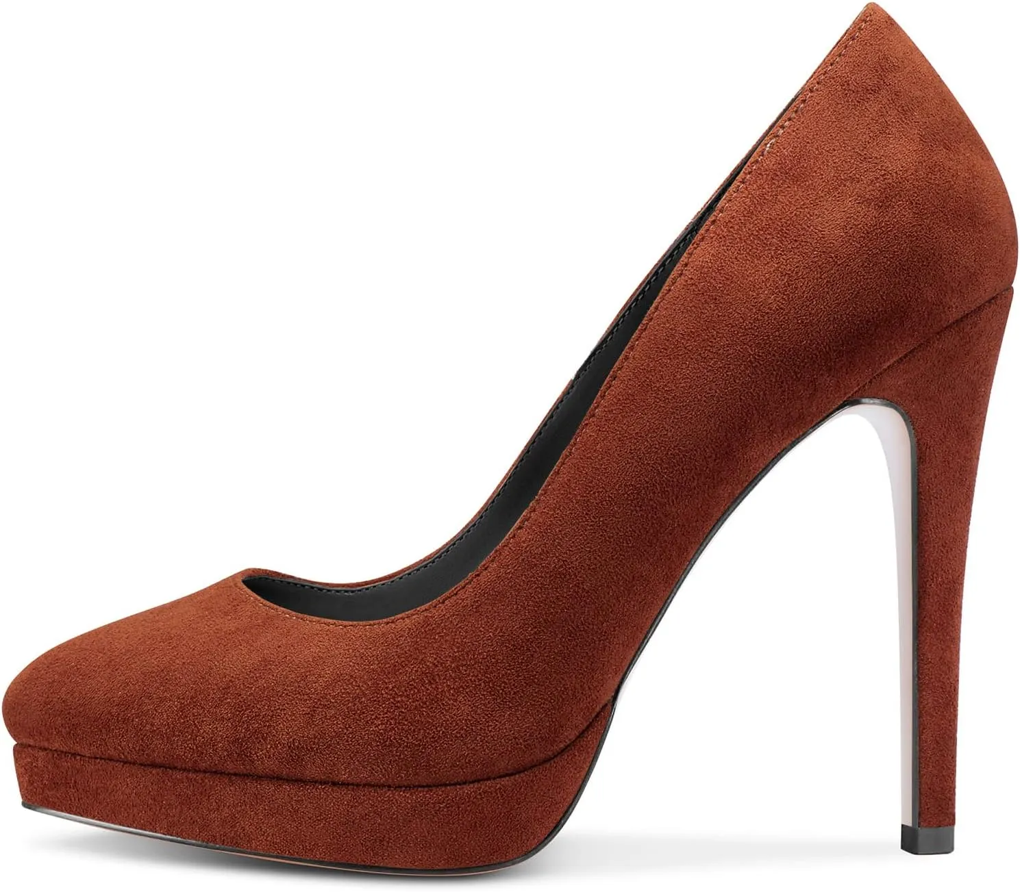 DearOnly Womens Platform Pumps Round Closed Toe Slip On Stiletto High Heel Suede Dress Shoes Bridal Wedding Office 5 Inch