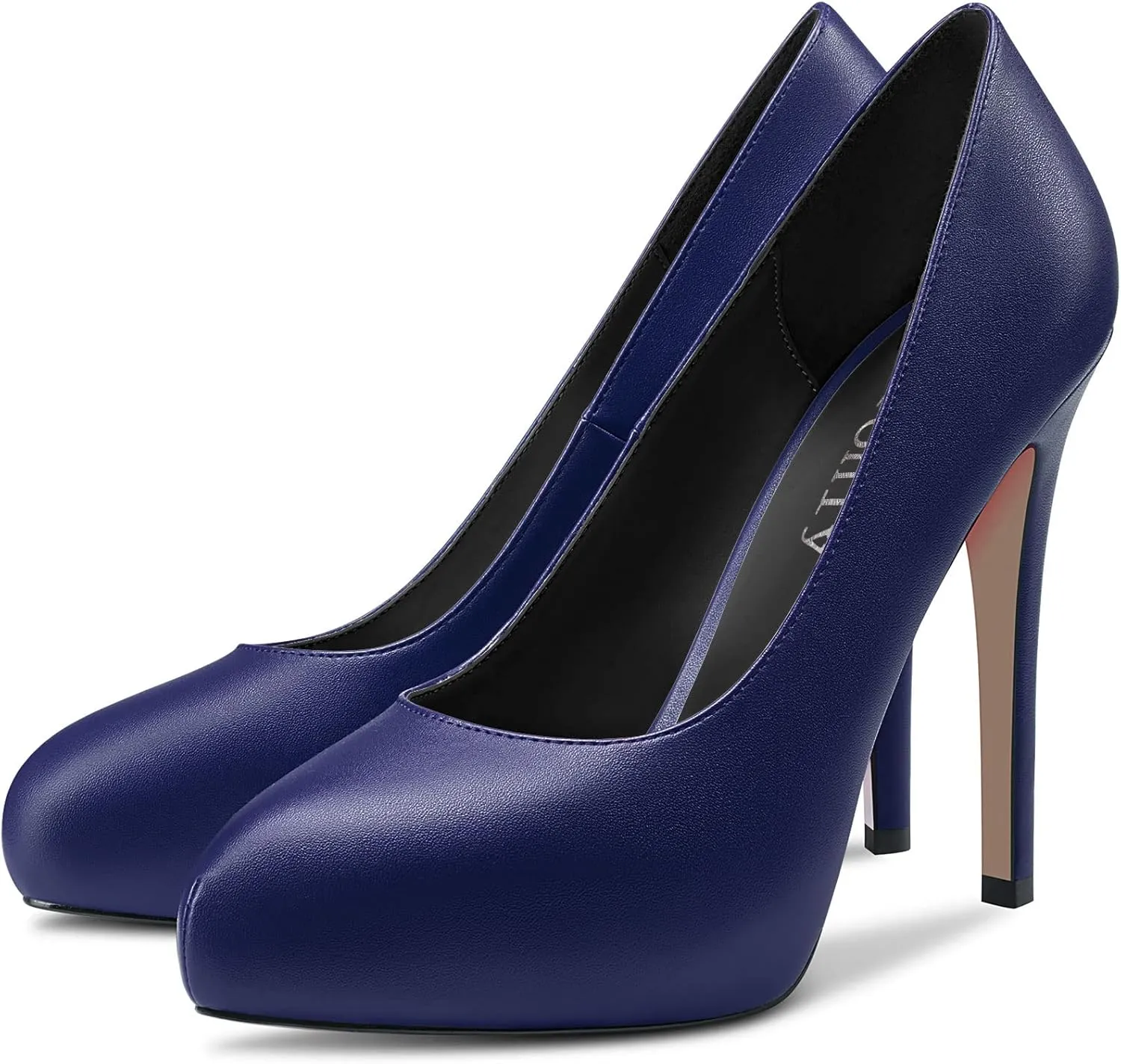 DearOnly Womens Slip On Platform Pumps High Stiletto Heel Closed Round Toe Matte Dress Shoes Bridal Wedding Shopping Vacation 5 Inch