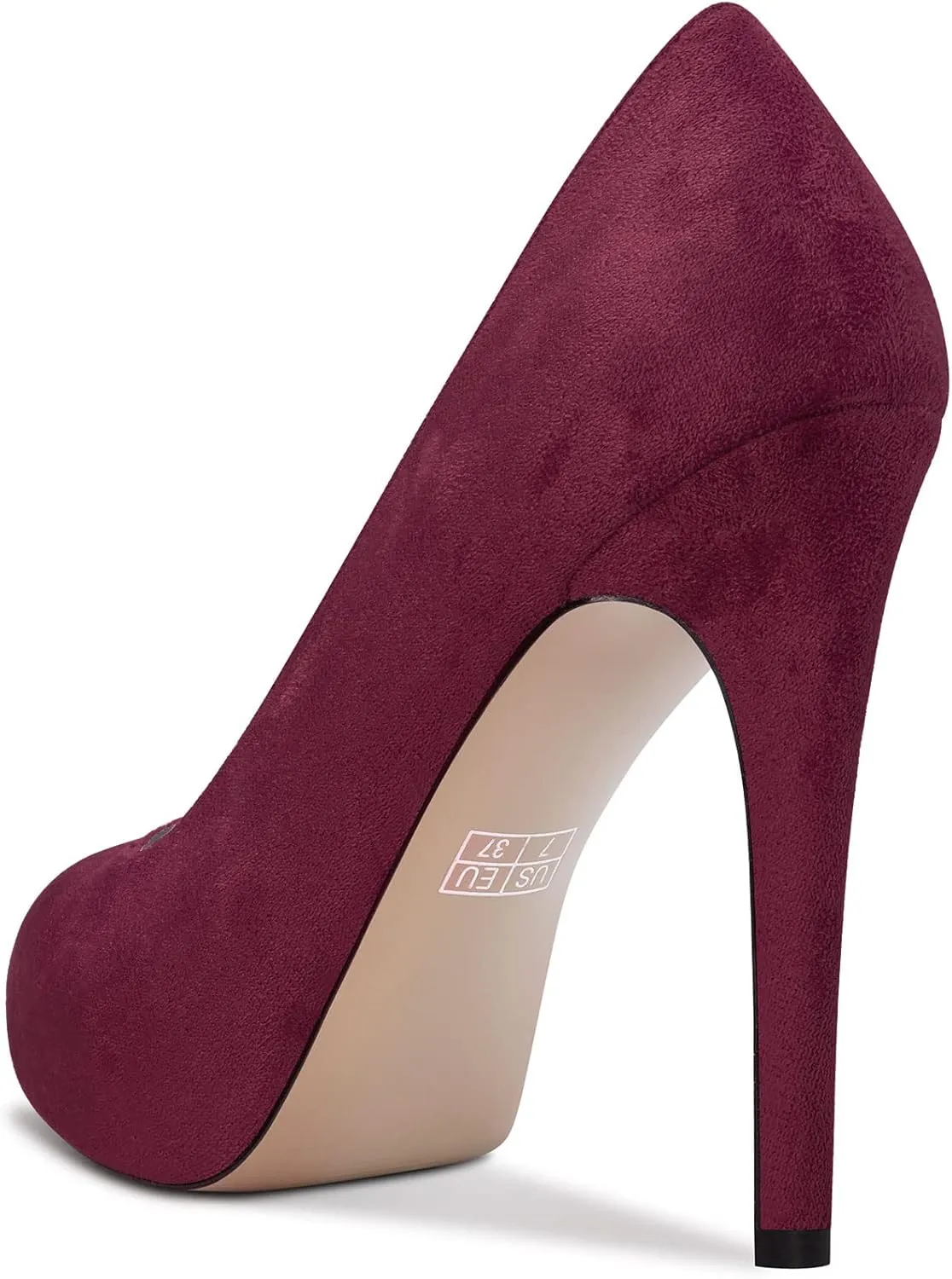 DearOnly Womens Slip On Platform Pumps High Stiletto Heel Closed Round Toe Suede Dress Shoes Bridal Wedding Shopping Vacation 5 Inch