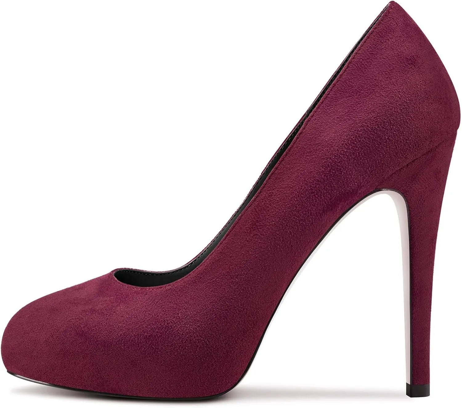 DearOnly Womens Slip On Platform Pumps High Stiletto Heel Closed Round Toe Suede Dress Shoes Bridal Wedding Shopping Vacation 5 Inch