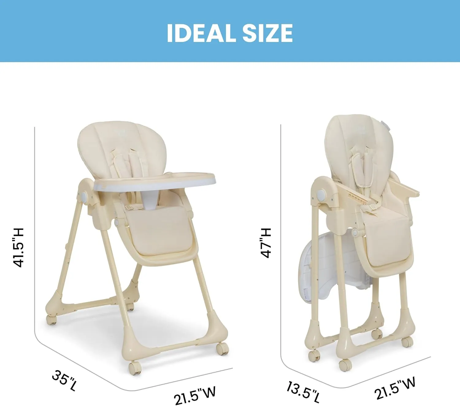 Delta Children Little Folks 2-in-1 SlimFold High Chair for Babies and Toddlers, Cream
