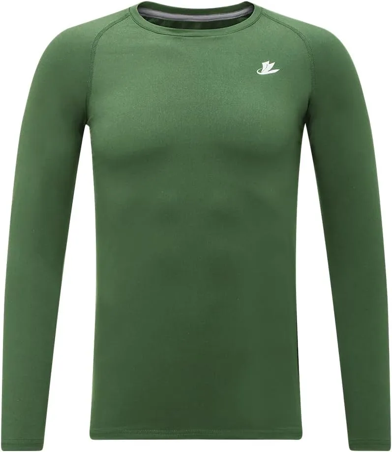 DEVOROPA Youth Boys Compression Shirt Long Sleeve Football Baseball Undershirt Quick Dry Kids Sports Baselayer Crewneck