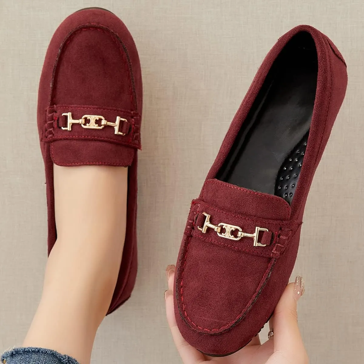 DeYashopin Women's Loafer Shoes Leisure Slip On Work Shoes Comfort Walking Flats