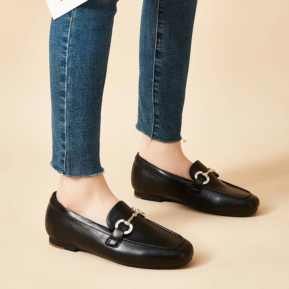 DeYashopin Womens Loafers Shoes Fashion Low Heel Slip on Shoes Comfortable Driving Flats