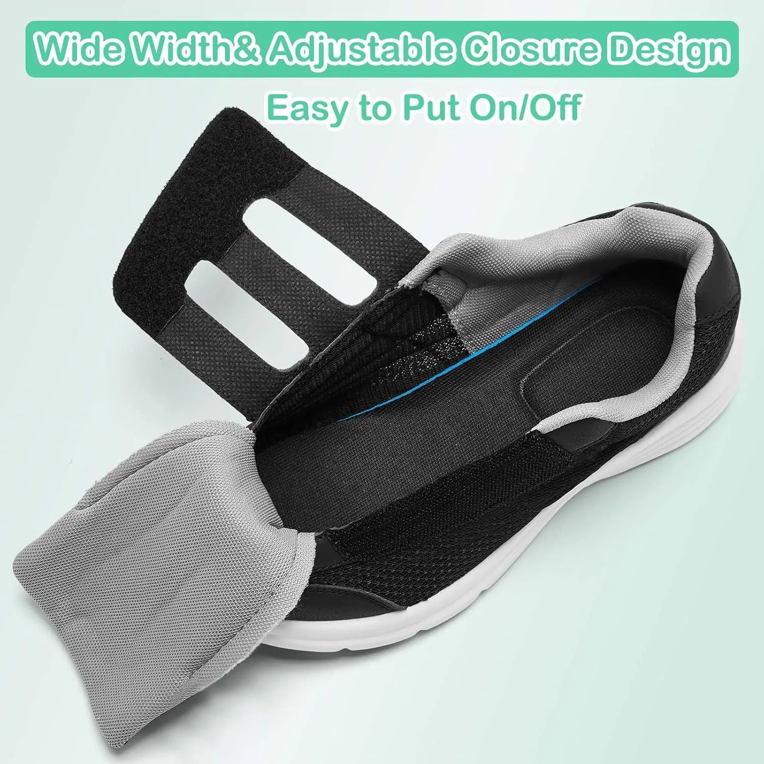 Diabetic Shoes for Women Extra Wide Width Slip-On Orthopedic Elderly Shoes with Adjustable Strap Lightweight Breathable Easy On/Off, Swollen Feet Walking Edema Sneakers