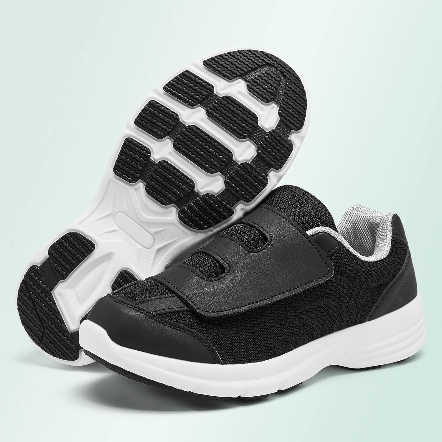 Diabetic Shoes for Women Extra Wide Width Slip-On Orthopedic Elderly Shoes with Adjustable Strap Lightweight Breathable Easy On/Off, Swollen Feet Walking Edema Sneakers