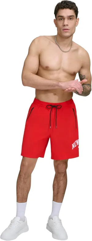 DKNY Men's Stretch Quick Dry Volley UPF 40  Protection Swim Trunk