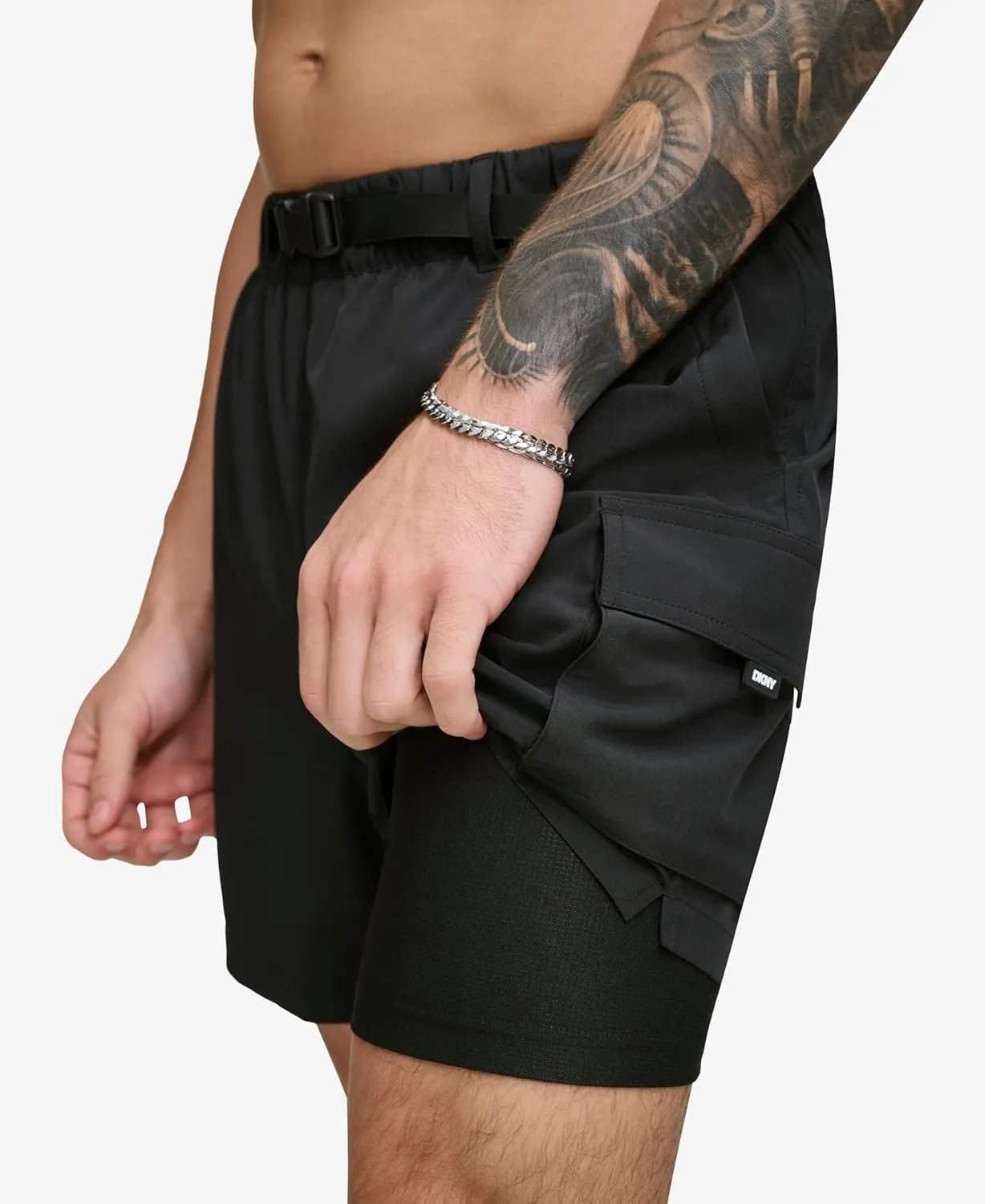 DKNY Men's Stretch Quick Dry Volley UPF 40  Protection Swim Trunk