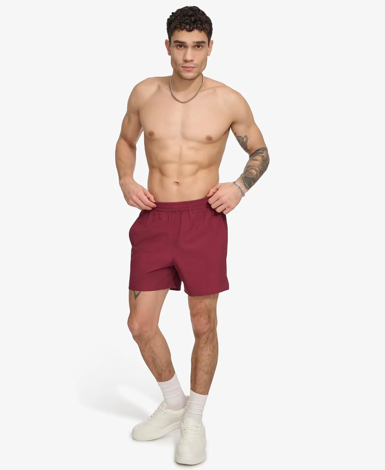 DKNY Men's Stretch Quick Dry Volley UPF 40  Protection Swim Trunk