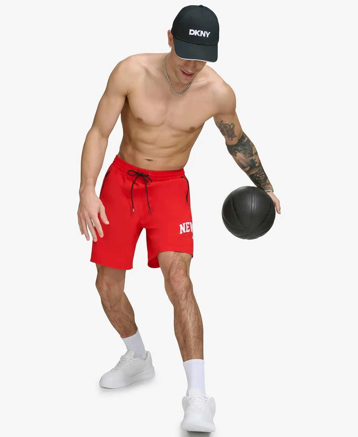 DKNY Men's Stretch Quick Dry Volley UPF 40  Protection Swim Trunk