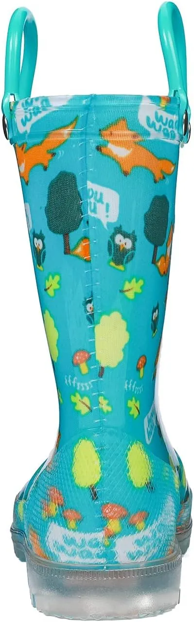 DKSUKO Toddler Rain Boots Glitter Waterprof Rubber Boots with Easy-on Handles