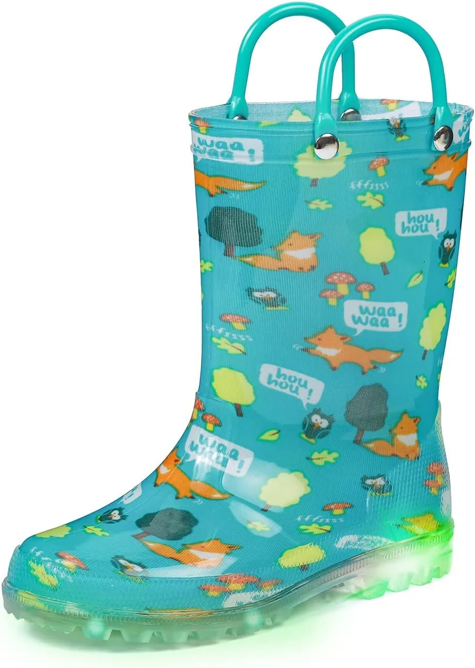 DKSUKO Toddler Rain Boots Glitter Waterprof Rubber Boots with Easy-on Handles