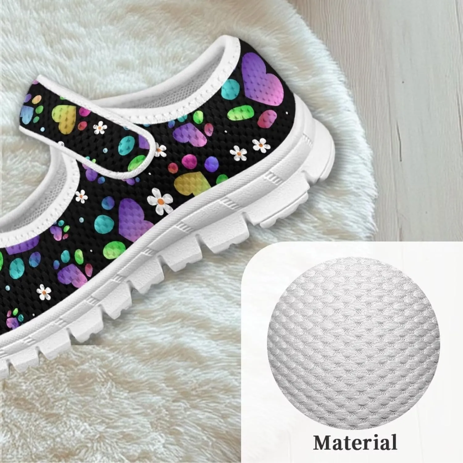 Dog Theme Girls Mary Jane Shoes Breathable Comfort Casual Sneaker for Little/Big Girl,Ballet Flat School Wedding Party Shoes