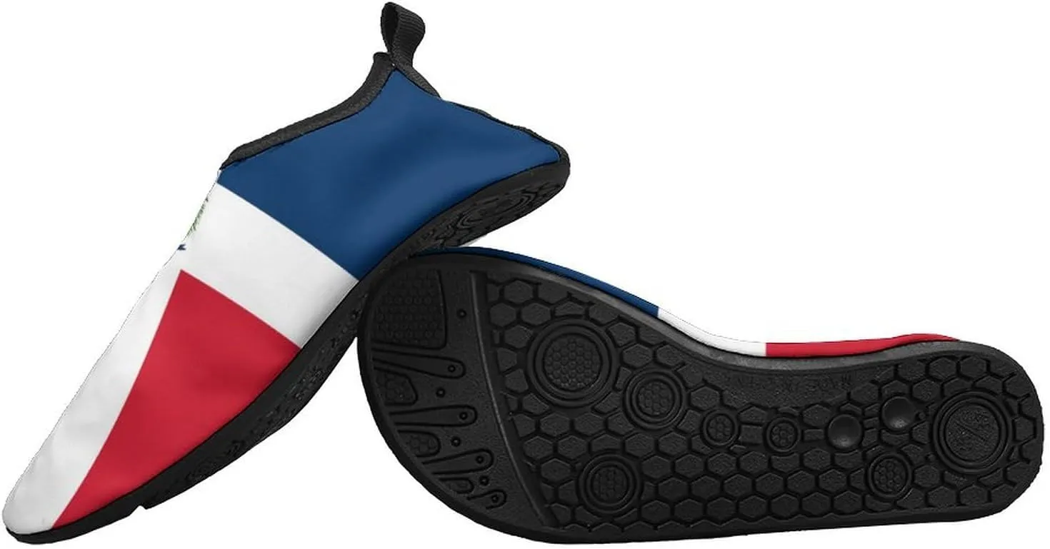 Dominican Republic Flag Water Shoes for Women Men Quick-Dry Aqua Socks Swim Beach Barefoot Yoga Surf Pool Camping