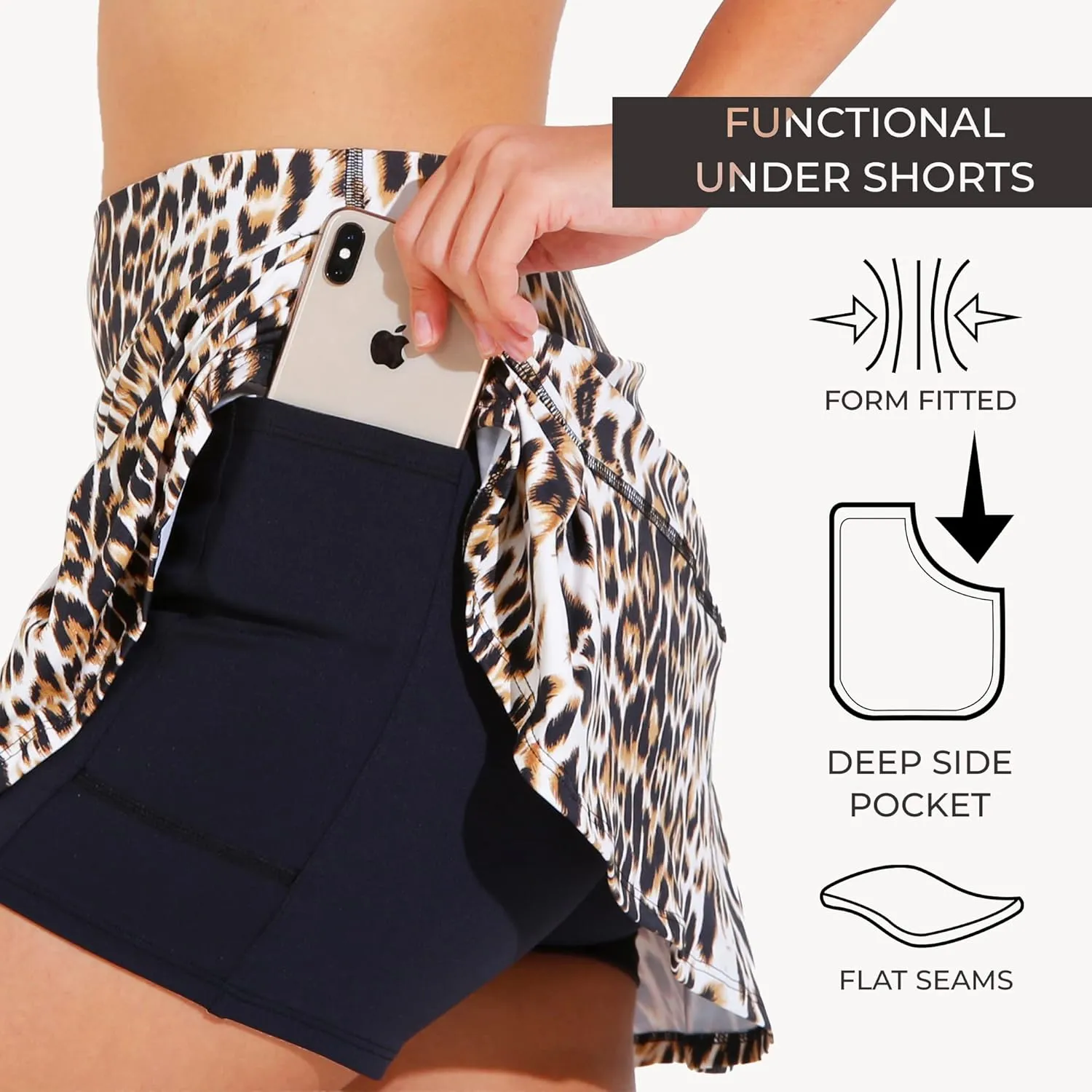 Dona Jo Official JoJo Women Skirt - Pleated Tennis Skirt w/Shorts & Built in Deep Pockets, Active Wear Clothing