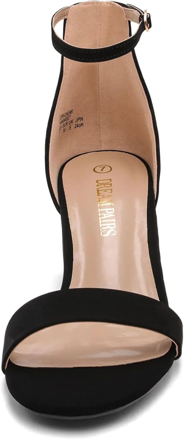 DREAM PAIRS Womens Low-Chunk Low Heel Pump Sandal