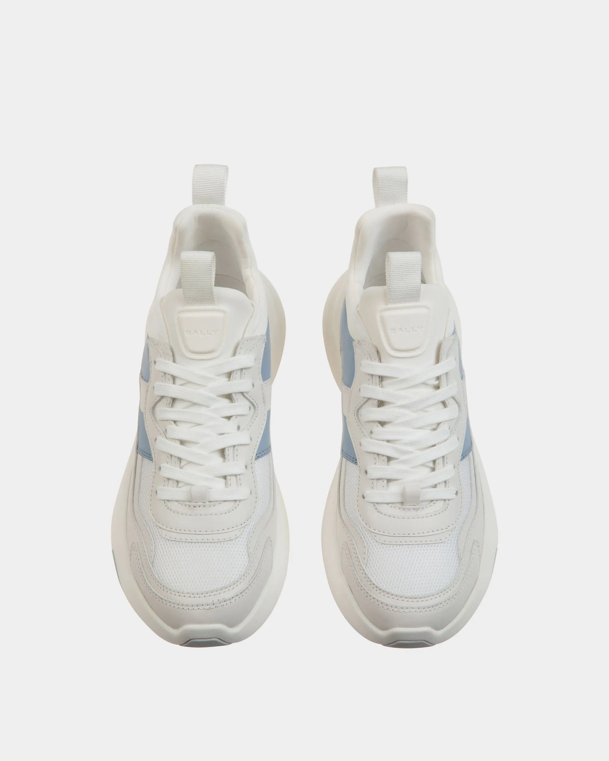 Dune Sneaker in White and Light Blue Leather