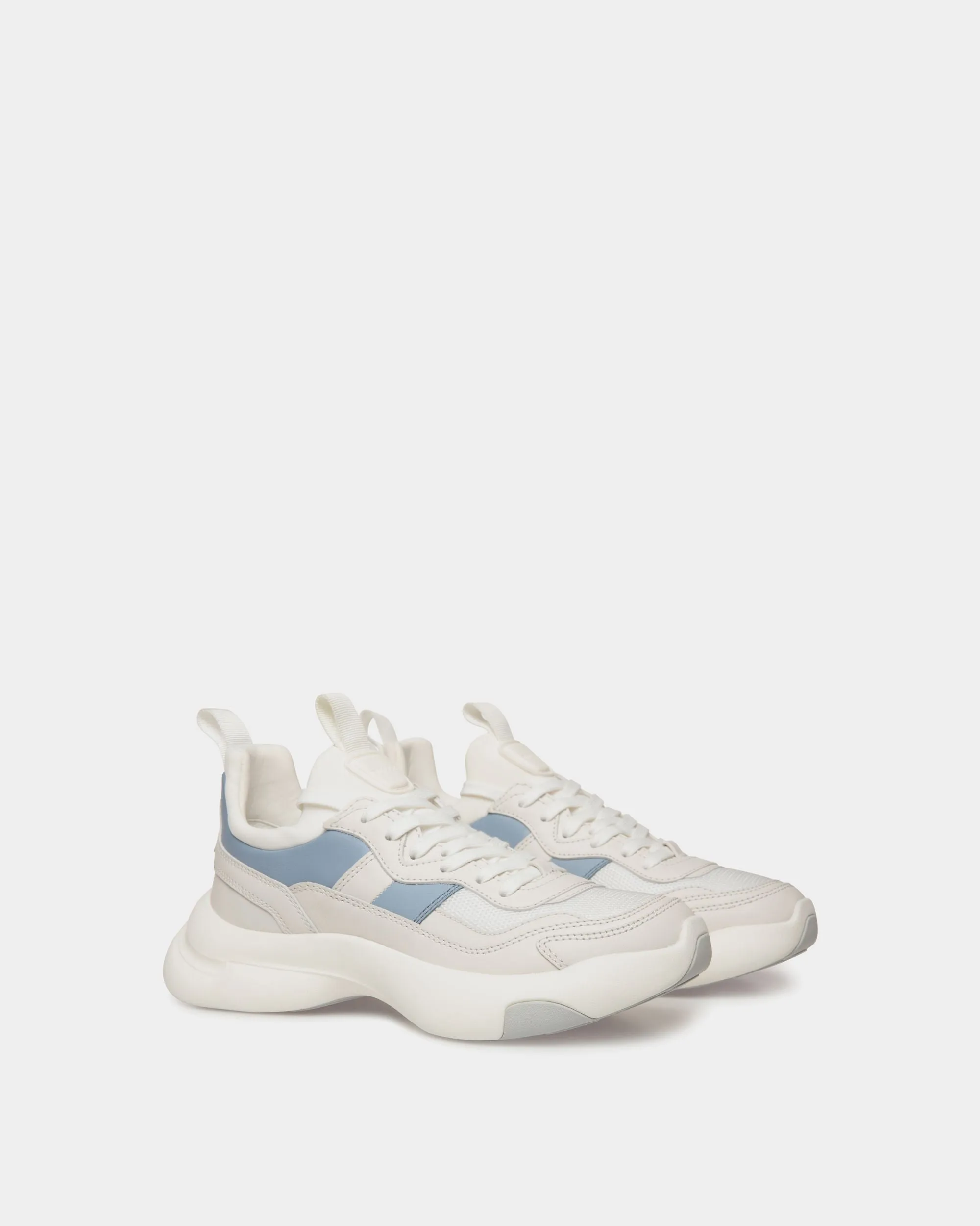 Dune Sneaker in White and Light Blue Leather