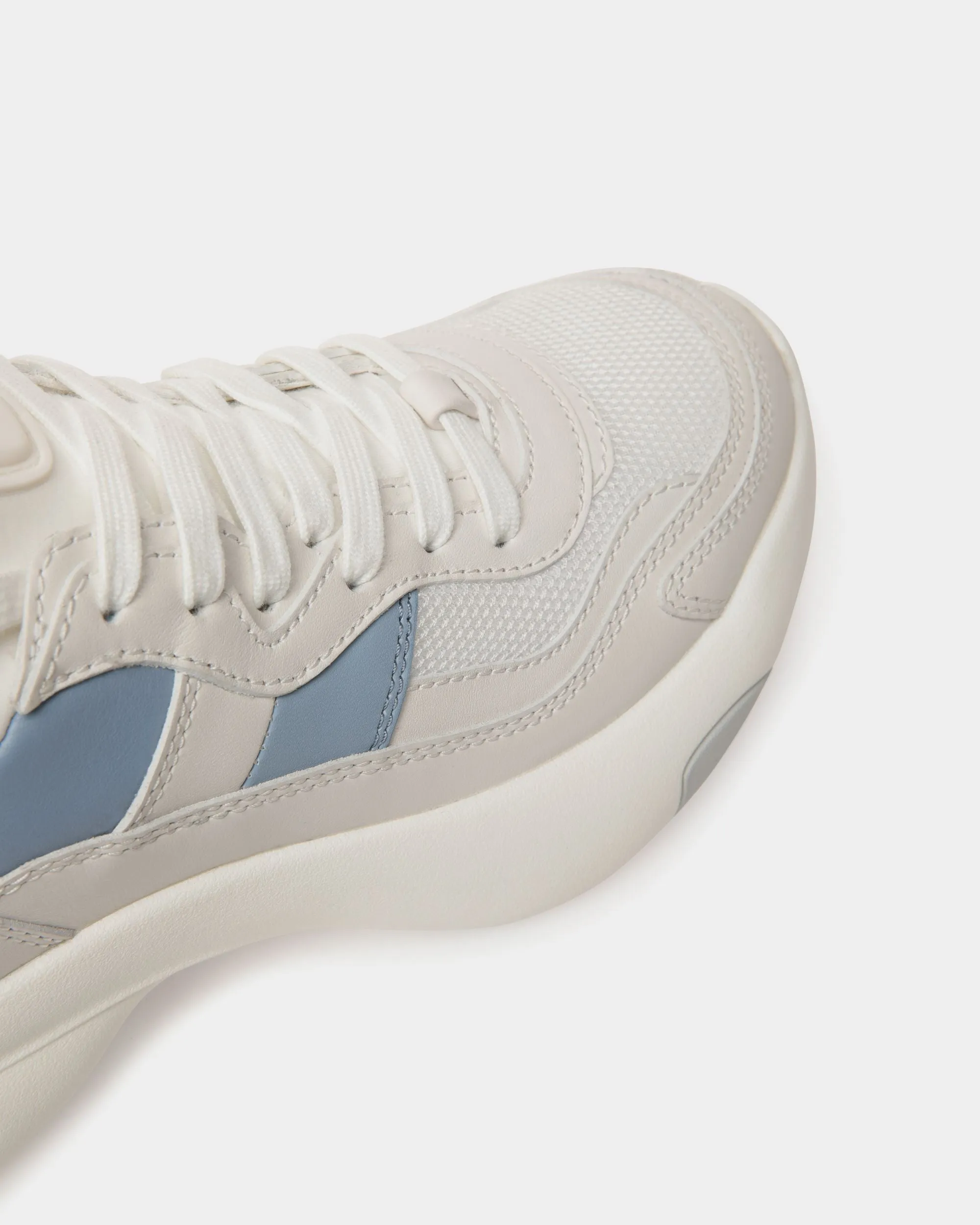 Dune Sneaker in White and Light Blue Leather