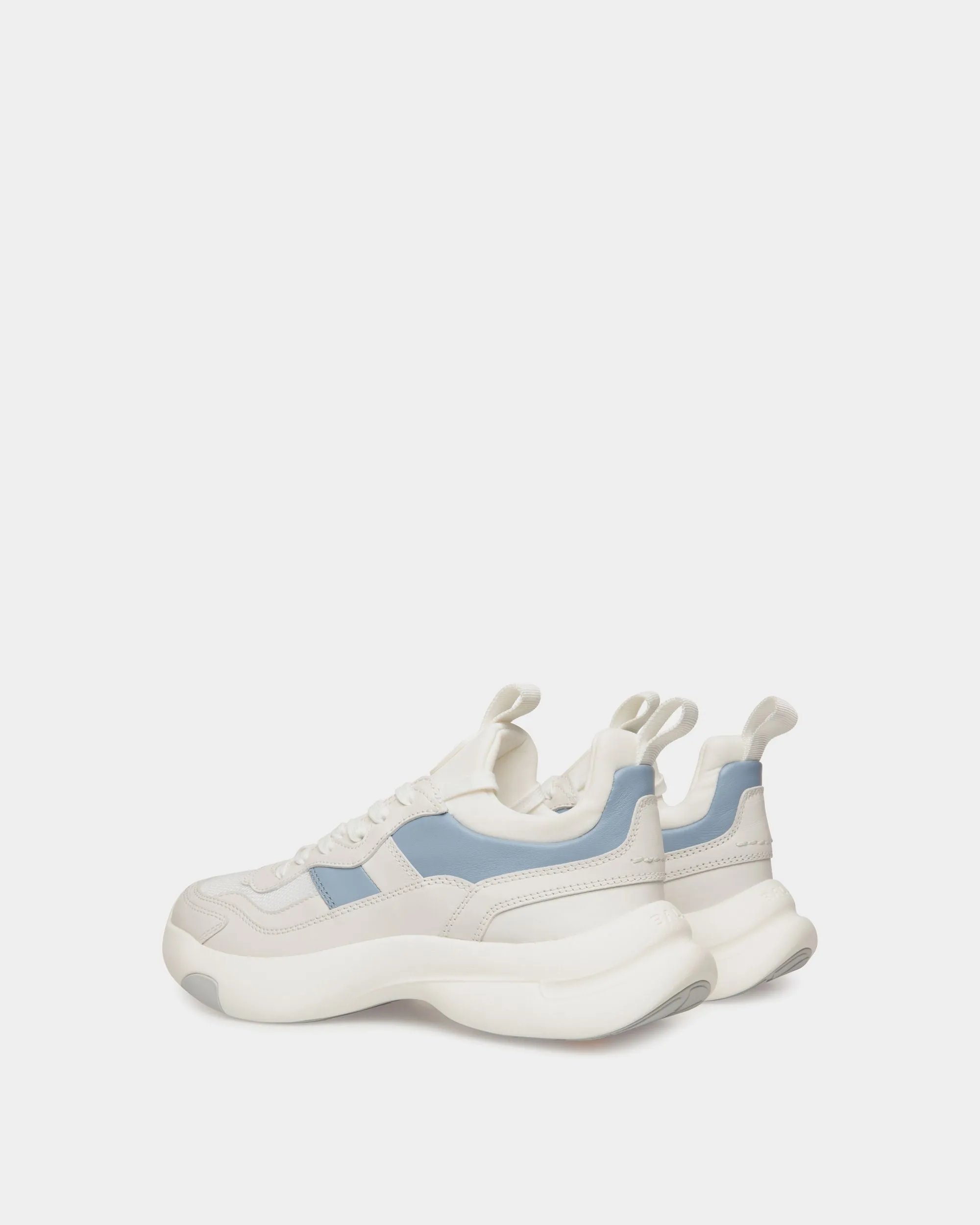 Dune Sneaker in White and Light Blue Leather