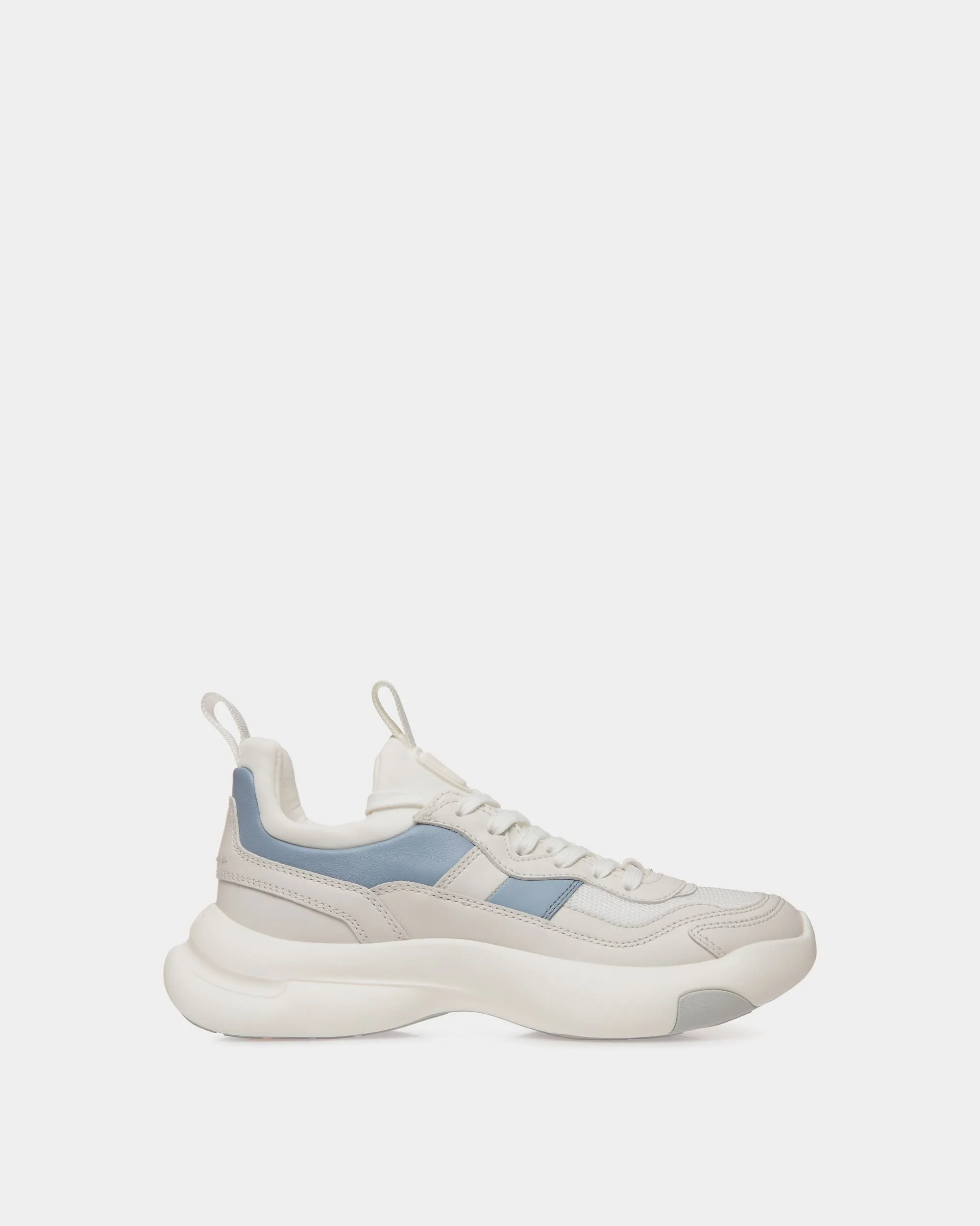 Dune Sneaker in White and Light Blue Leather