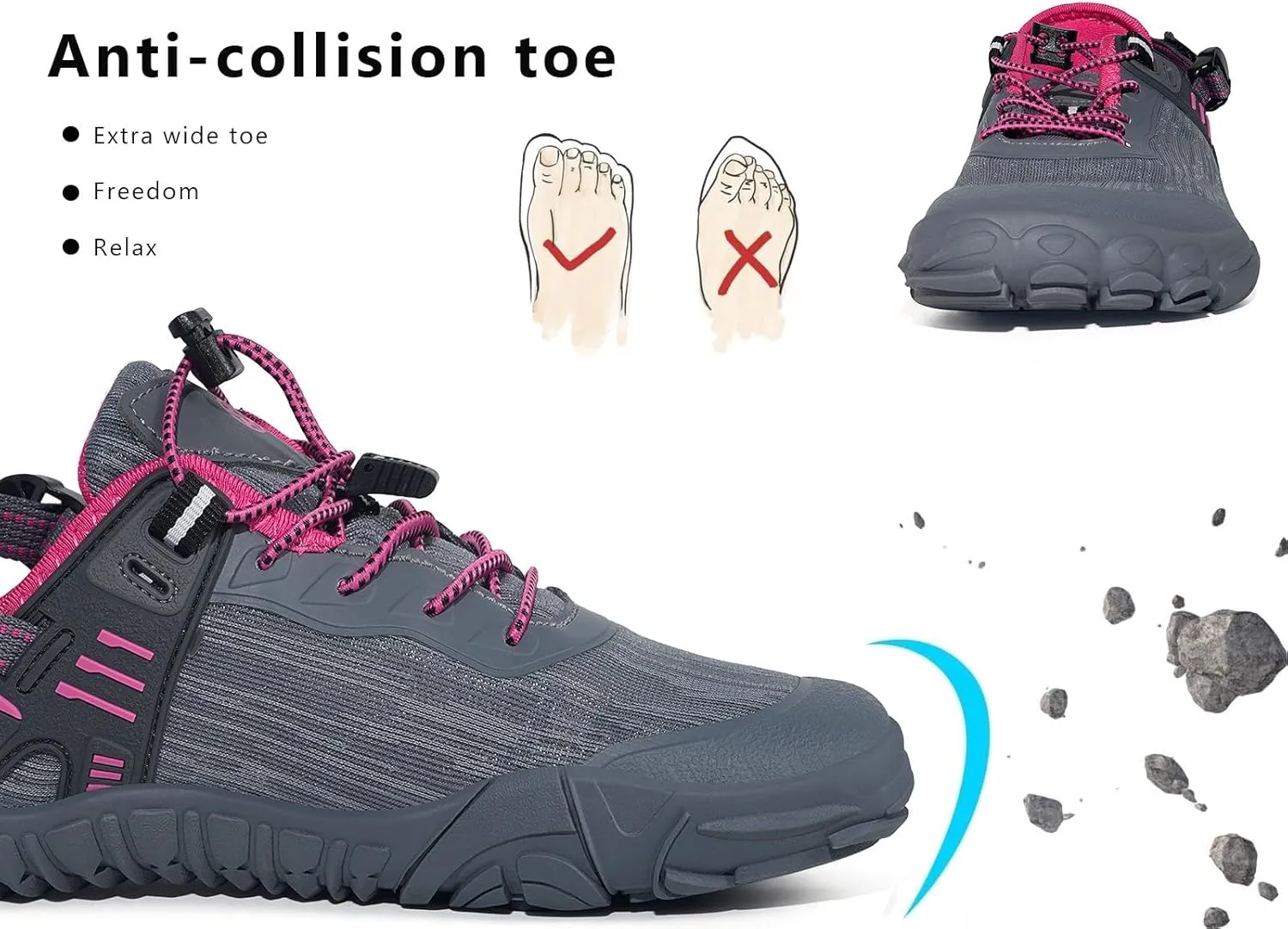Eagsouni Womens Mens Water Shoes Quick Dry Sport Aqua Shoes Barefoot Non-Slip Outdoor Hiking Sandals with Wide Toe Box & Arch Support