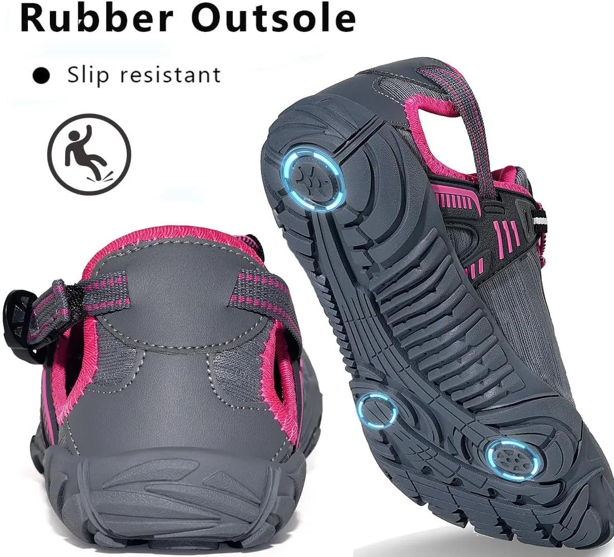 Eagsouni Womens Mens Water Shoes Quick Dry Sport Aqua Shoes Barefoot Non-Slip Outdoor Hiking Sandals with Wide Toe Box & Arch Support