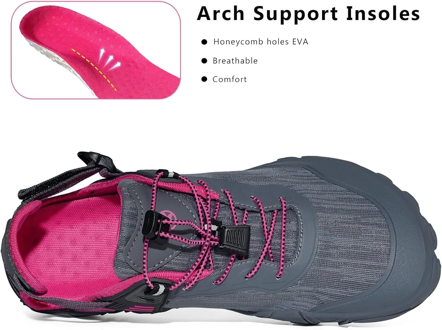 Eagsouni Womens Mens Water Shoes Quick Dry Sport Aqua Shoes Barefoot Non-Slip Outdoor Hiking Sandals with Wide Toe Box & Arch Support
