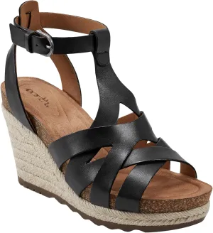 Earth Footwear Women's, MALERA Wedge Heel Sandal, Black 001, 8 M