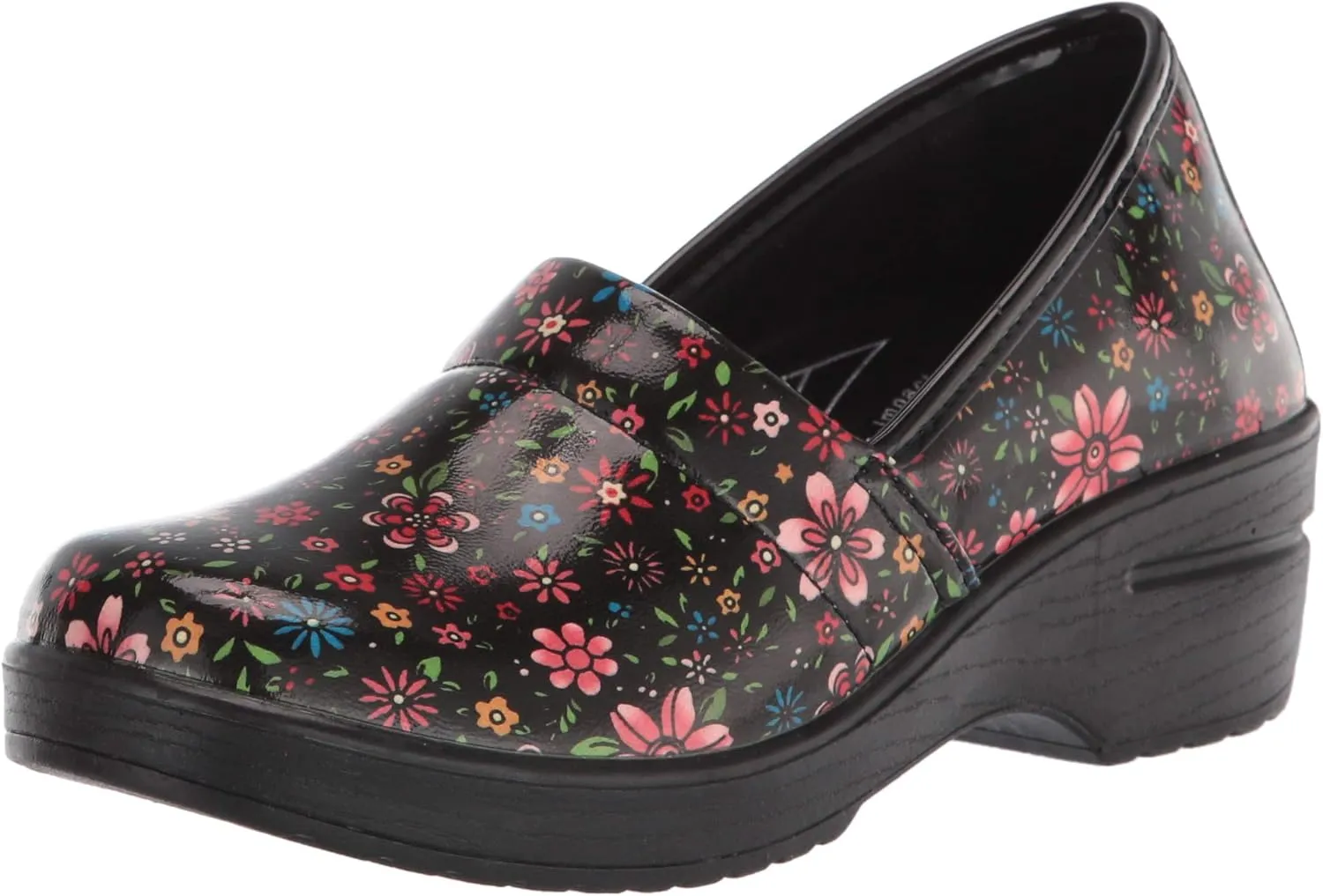 Easy Street Women's Laurie Clog, Black Bright Groovy Patent, 5