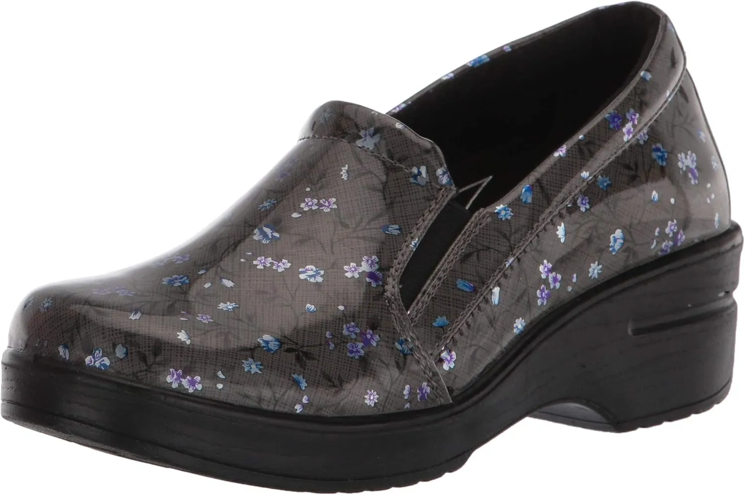 Easy Street womens Leeza Clog, Grey/Blue Floral Patent, 10 X-Wide US