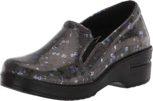 Easy Street womens Leeza Clog, Grey/Blue Floral Patent, 10 X-Wide US