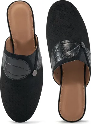 Ecetana Mules for Women Flat Shoes Comfortable Dressy Slip on Slides Round Toe Breathable Backless Loafers