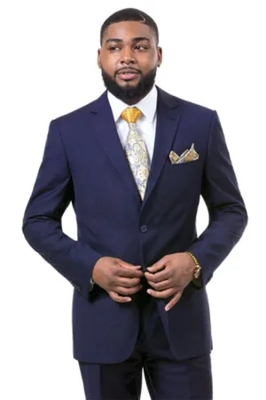 EJ Samuel Navy Slim Fit 2-Button Suit: Crafted for Class & Power.