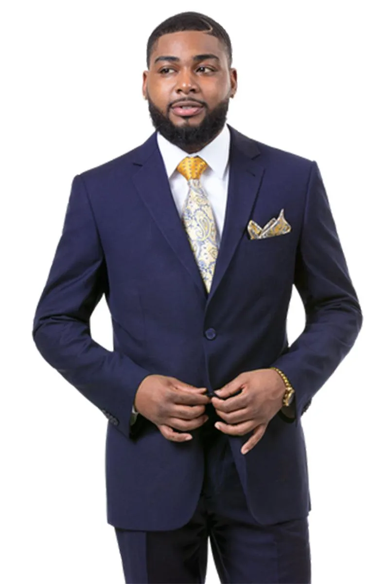 EJ Samuel Navy Slim Fit 2-Button Suit: Crafted for Class & Power.
