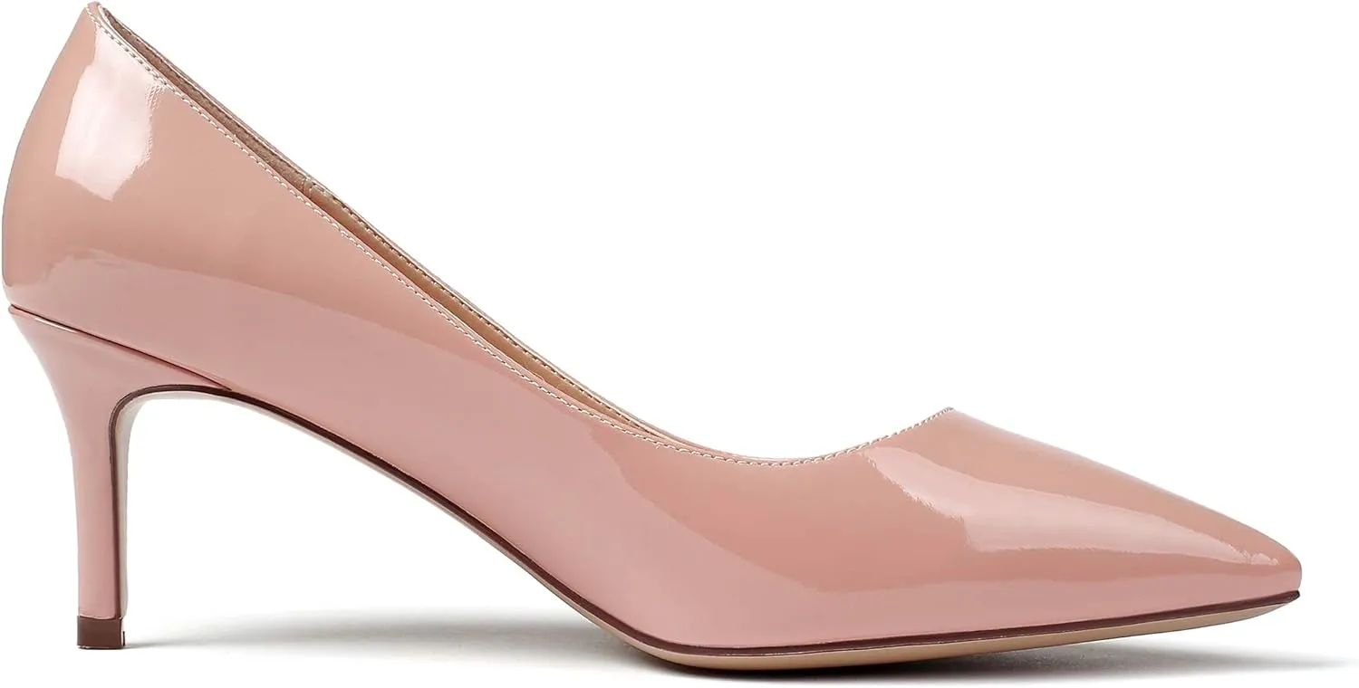 Eldof Women's Kitten Heel Pumps Pointed Toe Low Heels Slip on Comfort Pumps 2.6 Inches for Dress Party Office