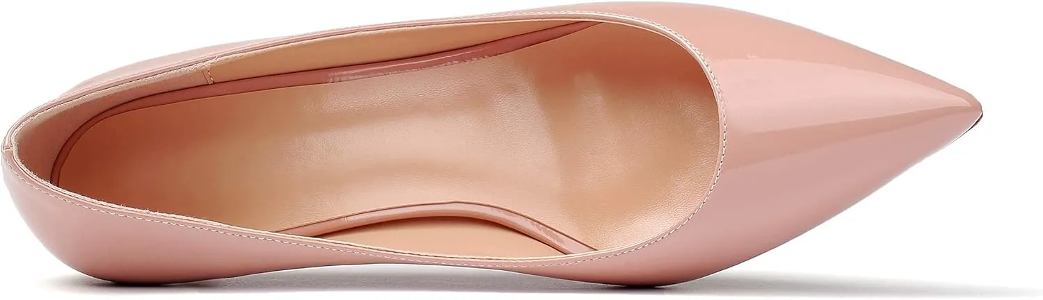 Eldof Women's Kitten Heel Pumps Pointed Toe Low Heels Slip on Comfort Pumps 2.6 Inches for Dress Party Office