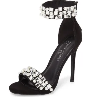 Embellished Piece High Beautifully designed Two Heel Pearl Real-time Lorraine Black Gem Sizzle Lauren & Sandals