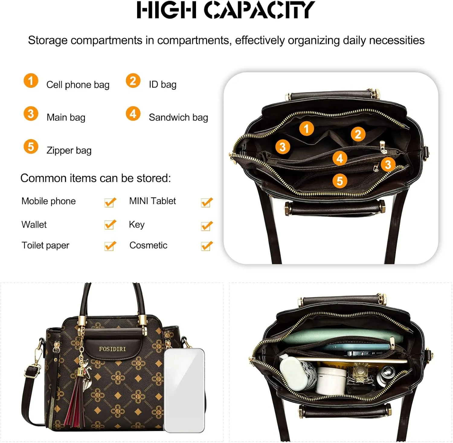 Ergocar 2022 New Women's Tote Handbags with Tassel Pendant, Fashion Vintage Tote Bag, Elegant Top-Handle Bag Boston Bag